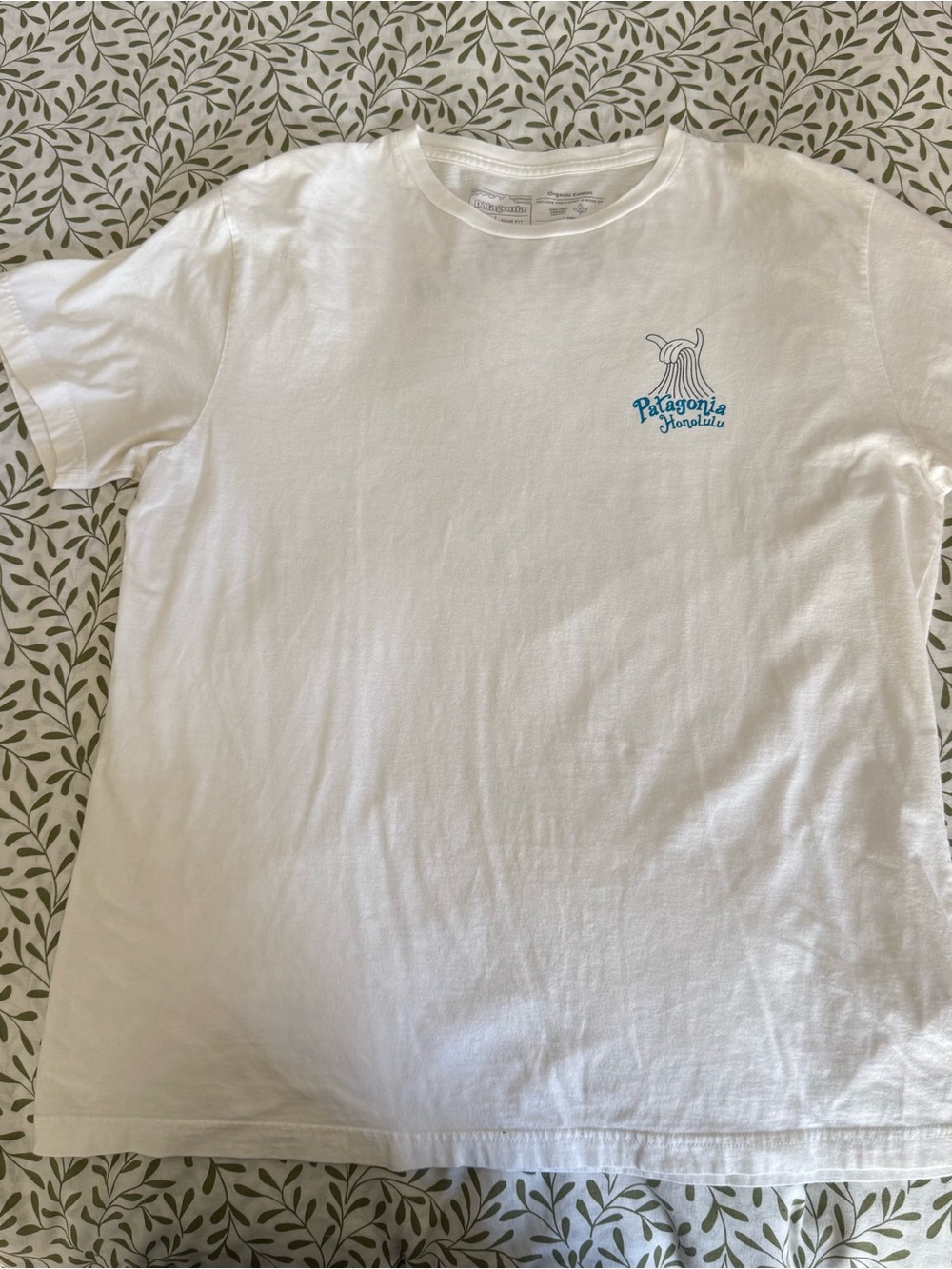 Patagonia White Short-Sleeve Tee with Blue Honolulu Logo